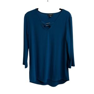 Macy’s Alfani dark Teal Keyhole v neck High-Low Top size small